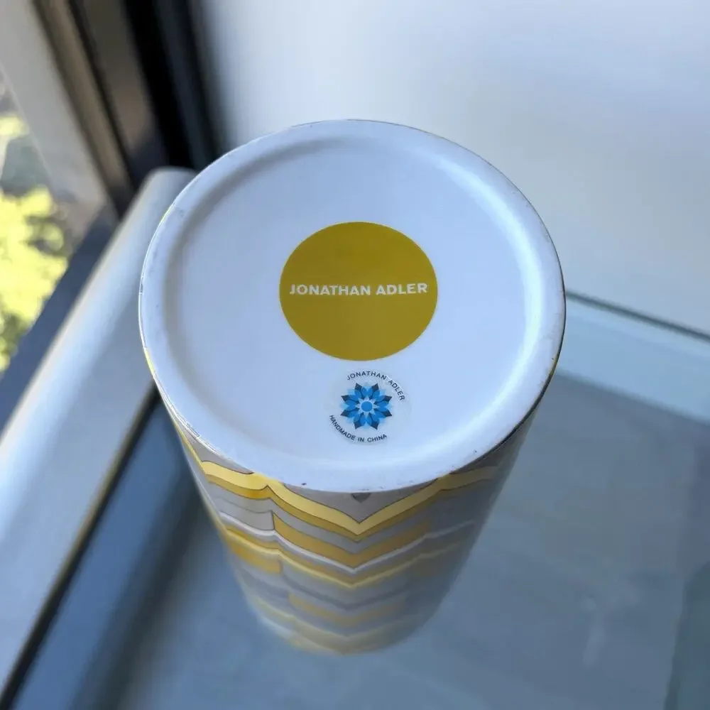 Jonathan Adler Carnaby Yellow Flame Porcelain Cylinder Vase 9